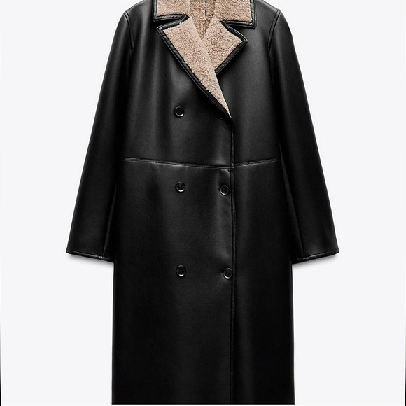 ZARA FAUX LEATHER DOUBLE FACED LONG COAT ✨️✨️✨️ - Picture 4 of 8